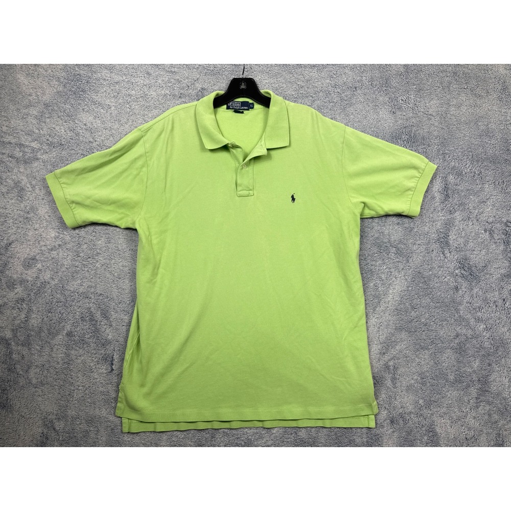 Polo Ralph Lauren Mens XL Lime Green Short Sleeve Pique Polo Shirt Classic Pony